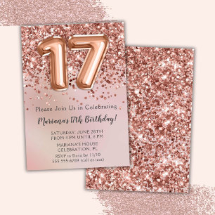Invitación Elegante fiesta de cumpleaños número 17 de niña en