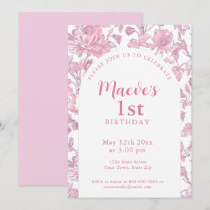 Invitación Elegante fiesta de cumpleaños número 1 con Chinois