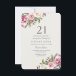 Invitación Elegante Fiesta de cumpleaños número 21 invitada a<br><div class="desc">Rosas Blancas Elegante Fiesta de cumpleaños 21 Invite a un hermoso y elegante diseño de acuarela floral Personalizable completo / personalizado</div>