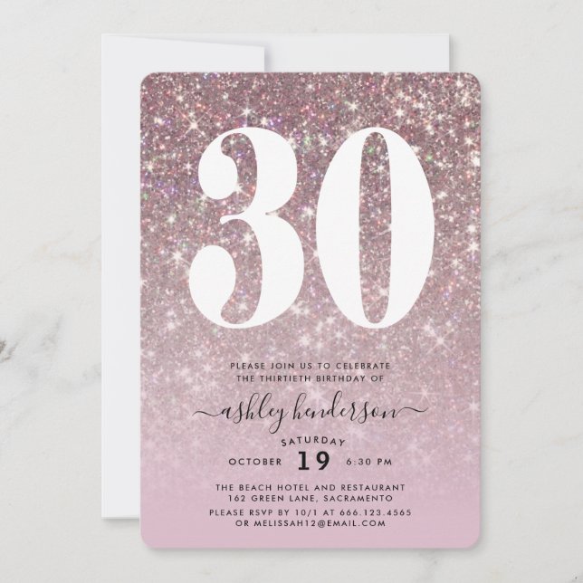 Invitación Elegante Fiesta de cumpleaños número 30 (Anverso)