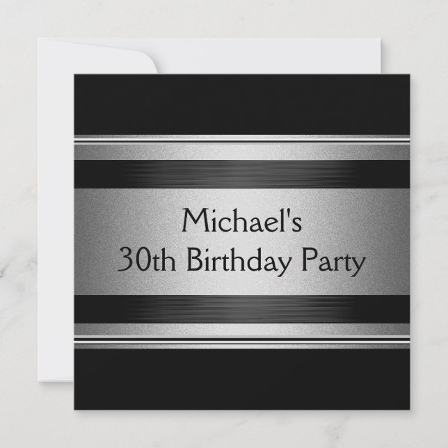 Invitación Elegante fiesta de cumpleaños número 30 de metal n (Anverso)
