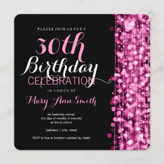 Invitación Elegante Fiesta de cumpleaños número 30 mancha ros