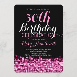 Invitación Elegante Fiesta de cumpleaños número 30 mancha ros