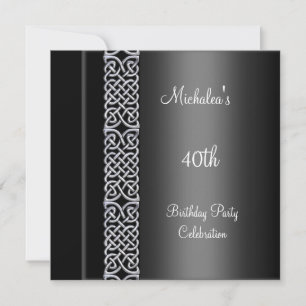 Invitación Elegante fiesta de cumpleaños número 40 con adorno