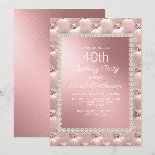 Invitación Elegante fiesta de cumpleaños número 40 de color r