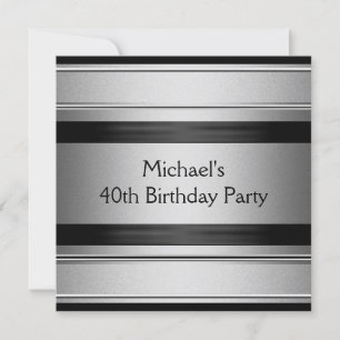 Invitación Elegante fiesta de cumpleaños número 40 en metal n