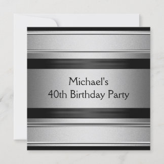 Invitación Elegante fiesta de cumpleaños número 40 en metal n