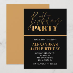 Invitación Elegante fiesta de cumpleaños número 44 con guión 