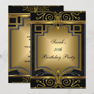 Invitación Elegante fiesta de cumpleaños número 50 Art Déco d