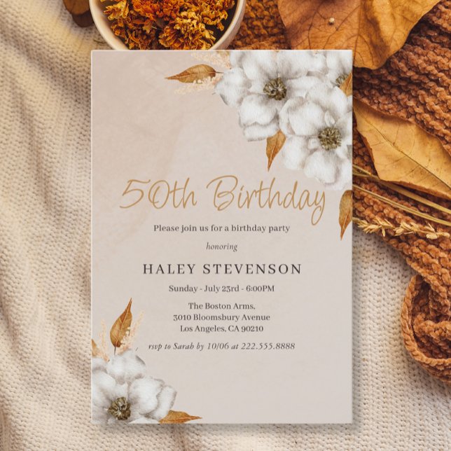 Invitación Elegante fiesta de cumpleaños número 50 Boho Chic  (Subido por el creador)