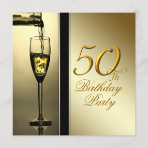 Invitación Elegante fiesta de cumpleaños número 50 con champá