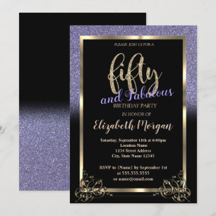 Invitación Elegante Fiesta de Cumpleaños número 50 con Glitte