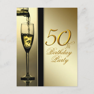 Invitación Elegante fiesta de cumpleaños número 50 de champán