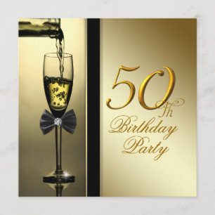 Invitación Elegante fiesta de cumpleaños número 50 de champán