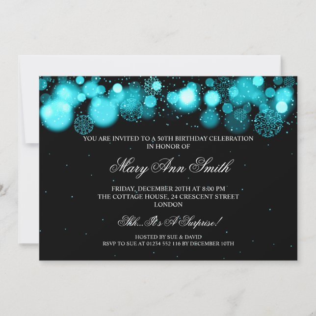 Invitación Elegante fiesta de cumpleaños número 50 de inviern (Anverso)
