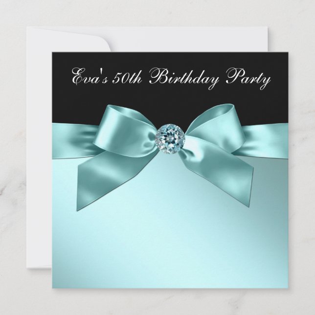 Invitación Elegante fiesta de cumpleaños número 50 de negro y (Anverso)