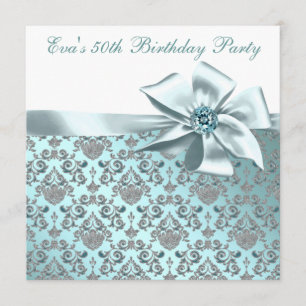 Invitación Elegante fiesta de cumpleaños número 50 del Azul A