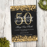 Invitación Elegante fiesta de cumpleaños número 50 desvela or<br><div class="desc">Elegante plantilla de invitación a la Fiesta de Cumpleaños 50. Con luces de oro,  cuerdas de oro y destellos de oro. ¡Genial por 50 años y más!</div>