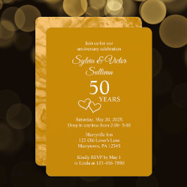 Invitación Elegante Fiesta de Cumpleaños Número 50 Dorada Per