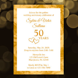 Invitación Elegante Fiesta de Cumpleaños Número 50 Dorado Per