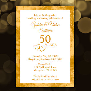Invitación Elegante Fiesta de Cumpleaños Número 50 Dorado Per