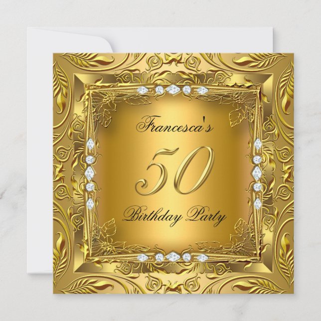 Invitación Elegante fiesta de cumpleaños número 50 Elite oro  (Anverso)