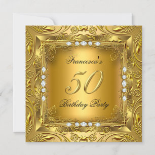 Invitación Elegante fiesta de cumpleaños número 50 Elite oro