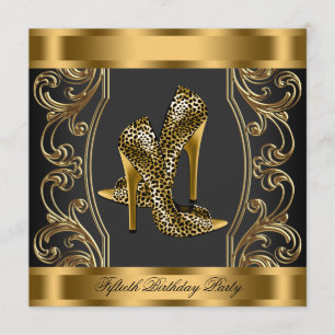Invitación Elegante fiesta de cumpleaños número 50 en negro y