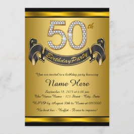 Invitación Elegante fiesta de cumpleaños número 50 en oro