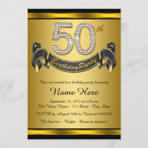 Invitación Elegante fiesta de cumpleaños número 50 en oro