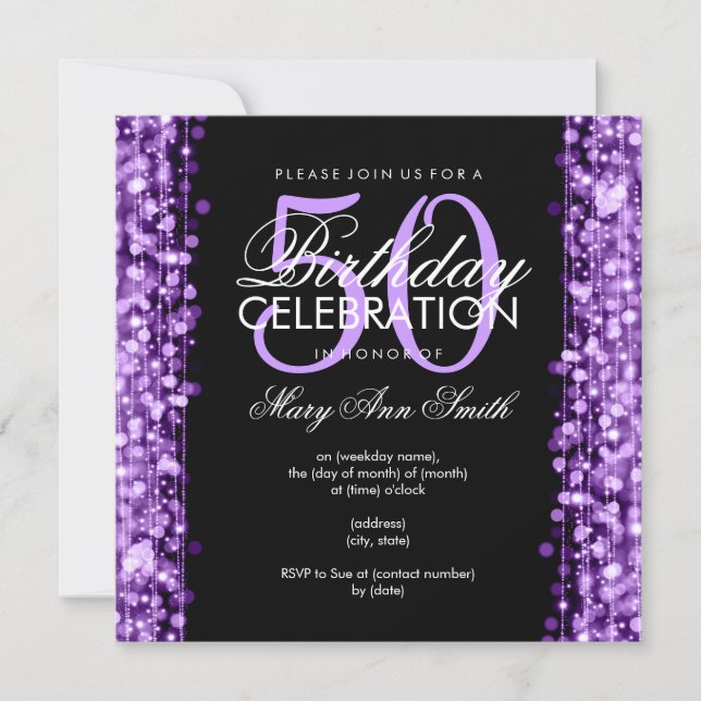 Invitación Elegante fiesta de cumpleaños número 50 esparce mo (Anverso)