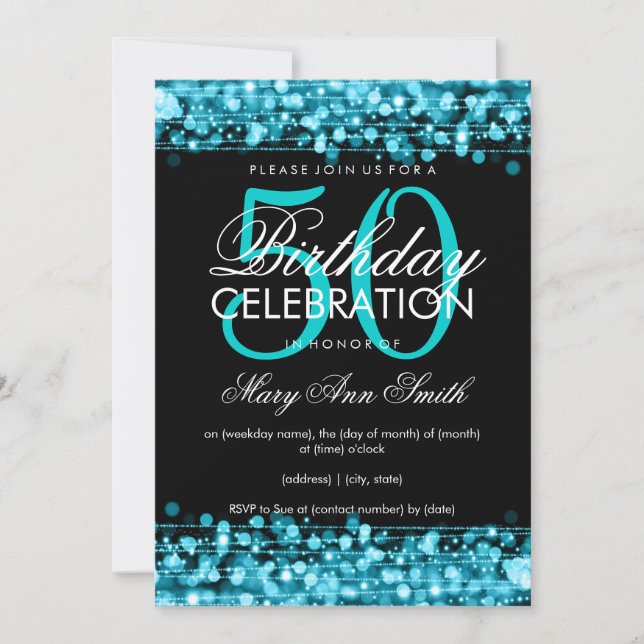 Invitación Elegante fiesta de cumpleaños número 50 esparce tu (Anverso)