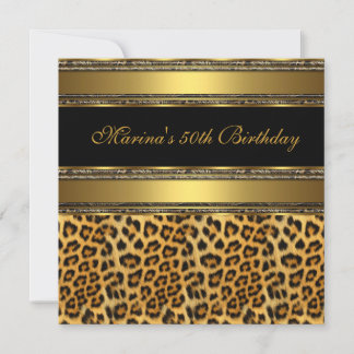 Invitación Elegante fiesta de cumpleaños número 50 negro dora