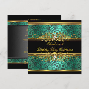 Invitación Elegante fiesta de cumpleaños número 50 verde jade