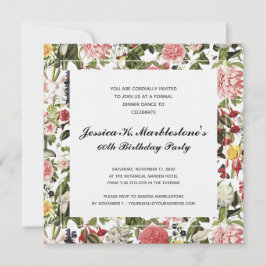 Invitación Elegante fiesta de cumpleaños número 60 de Floral