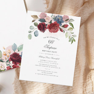 Invitación Elegante fiesta de cumpleaños número 60 de Floral