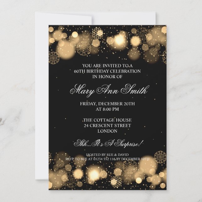 Invitación Elegante fiesta de cumpleaños número 60 de inviern (Anverso)