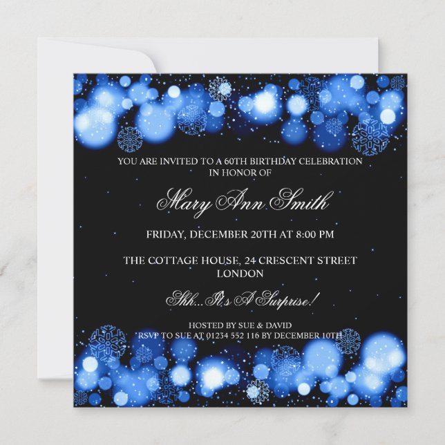 Invitación Elegante fiesta de cumpleaños número 60 de inviern (Anverso)