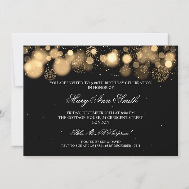 Invitación Elegante fiesta de cumpleaños número 60 de inviern (Anverso)