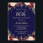Invitación Elegante fiesta de cumpleaños número 60 de la Mari<br><div class="desc">Más invitaciones florales de cumpleaños en la Pequeña Tienda Bayleigh!</div>