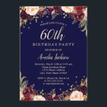 Invitación Elegante fiesta de cumpleaños número 60 de la Mari<br><div class="desc">Más invitaciones florales de cumpleaños en la Pequeña Tienda Bayleigh!</div>