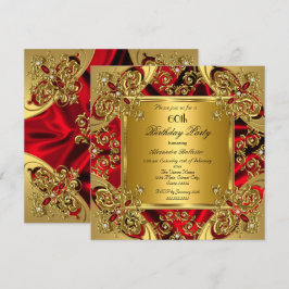 Invitación Elegante fiesta de cumpleaños número 60 de seda ro