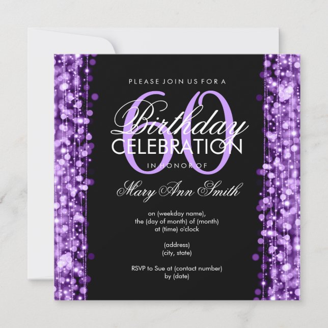 Invitación Elegante fiesta de cumpleaños número 60 esparce mo (Anverso)