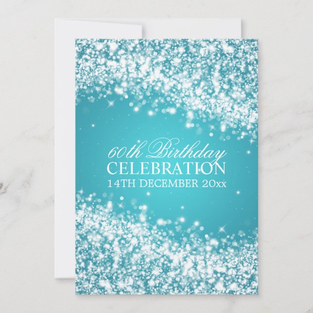 Invitación Elegante fiesta de cumpleaños número 60, espumosa  (Anverso)