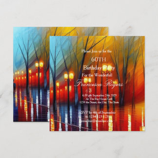 Invitación Elegante fiesta de cumpleaños número 60 luces amar
