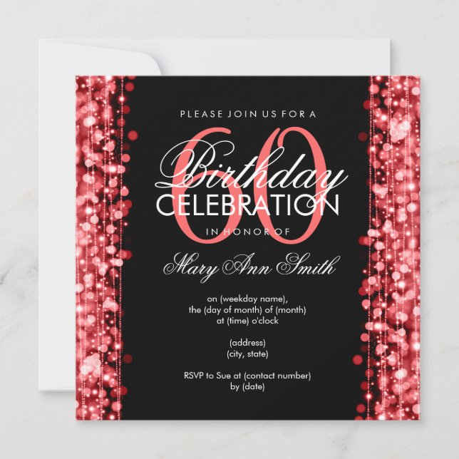 Invitación Elegante fiesta de cumpleaños número 60 mancha el  (Anverso)