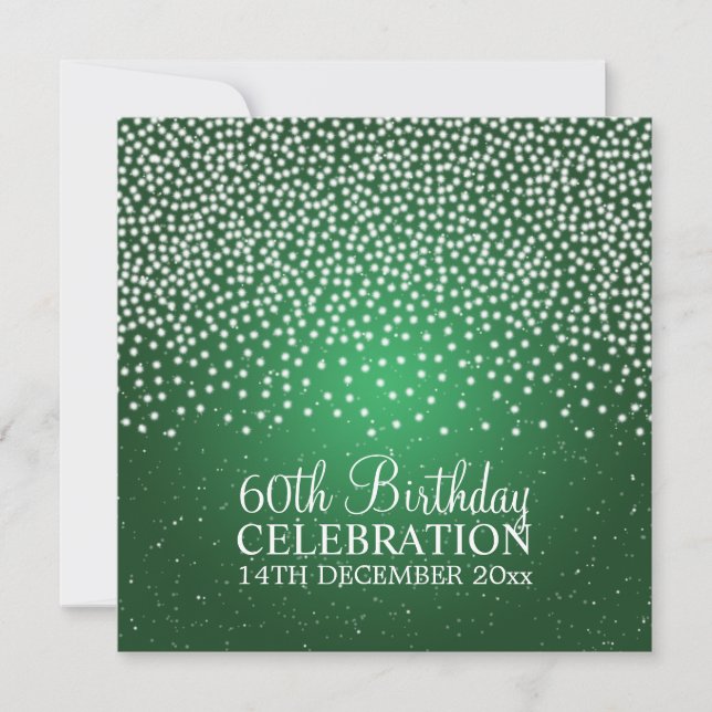 Invitación Elegante fiesta de cumpleaños número 60 Sparkle ve (Anverso)