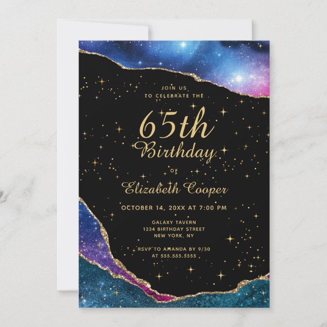 Invitación Elegante fiesta de cumpleaños número 65 (Anverso)
