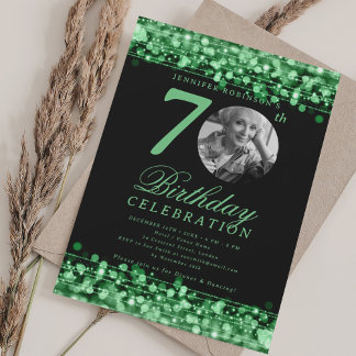 Invitación Elegante fiesta de cumpleaños número 70 con luces