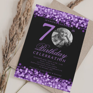 Invitación Elegante fiesta de cumpleaños número 70 con luces